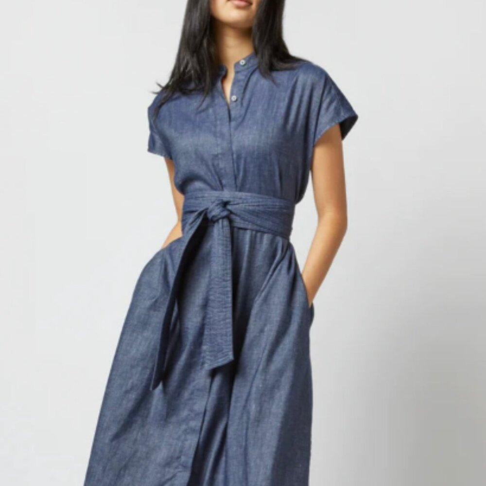 Ann Mashburn Gianna Indigo Stretch Cotolino Dress Ann Mashburn Gianna Indigo XS
